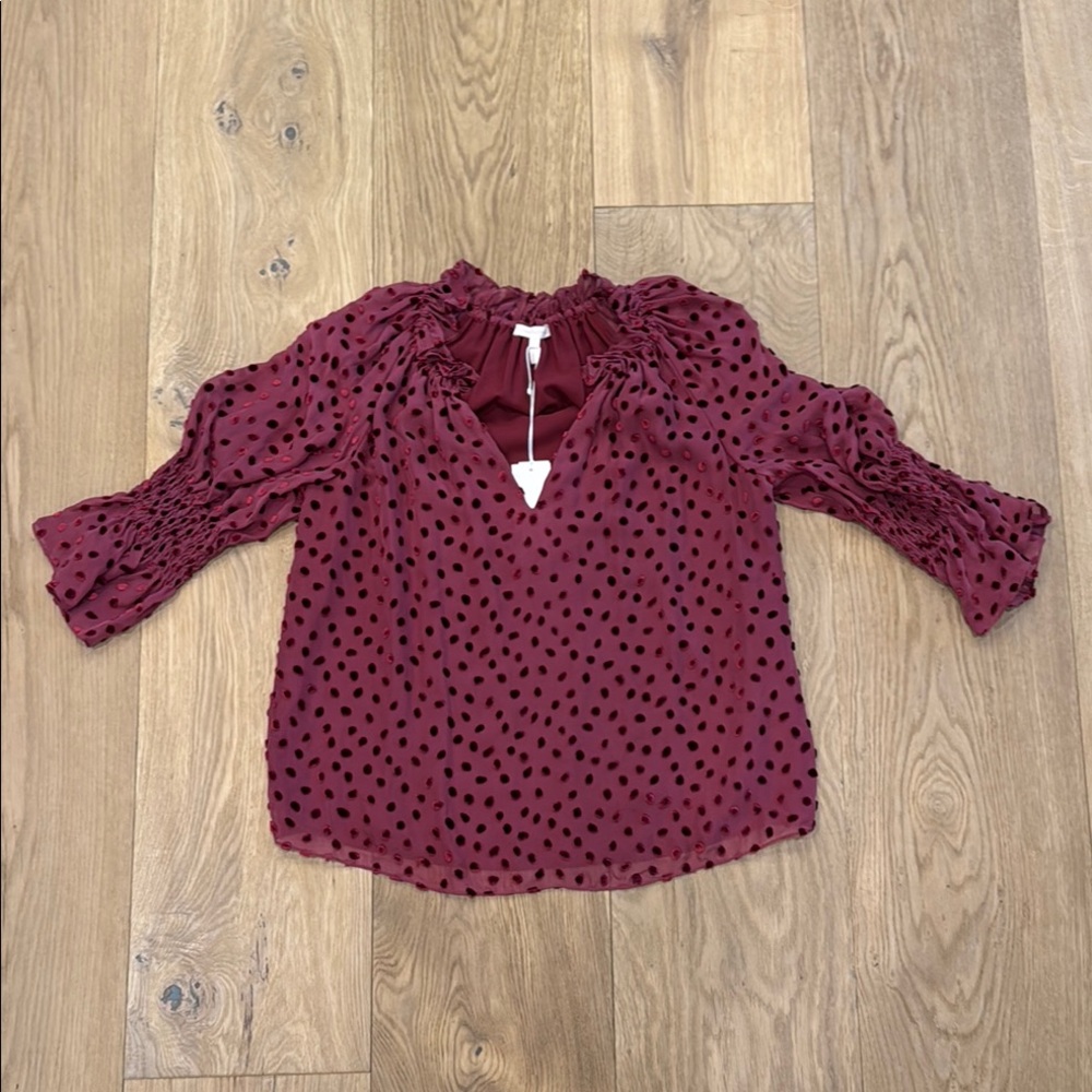 NWT- Rebecca Taylor burgundy blouse sz L